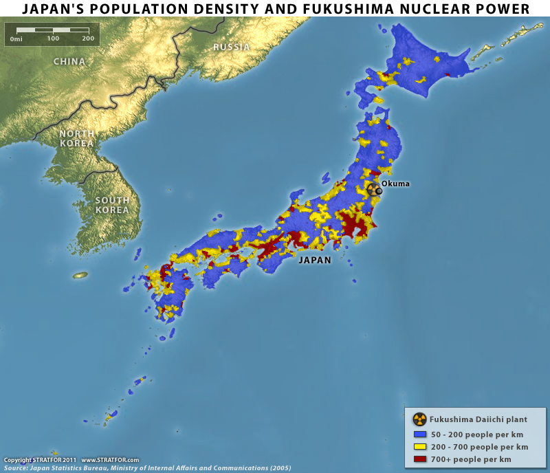 Карта плотности населения японии