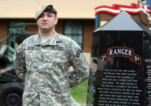 Medal of Honor recipients Army Sgt. 1st Class Leroy Arthur Petry, left, and  Marine Corps Sgt.