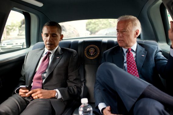 Obama and Biden in Limo