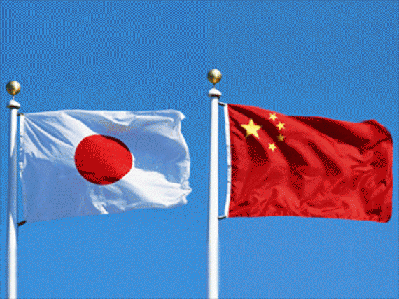 China Japan Flags