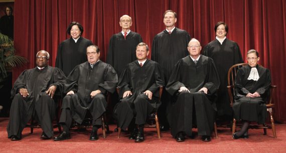 Clarence Thomas, Antonin Scalia, John G. Roberts, Anthony M. Kennedy, Ruth Bader Ginsburg, Sonia Sotomayor, Stephen Breyer, Smauel Alito Jr., Elena Kagan