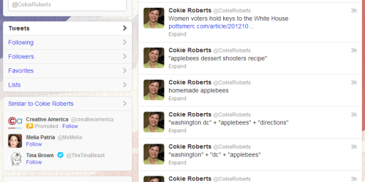 Cokie Roberts +  Applebees + Twitter 