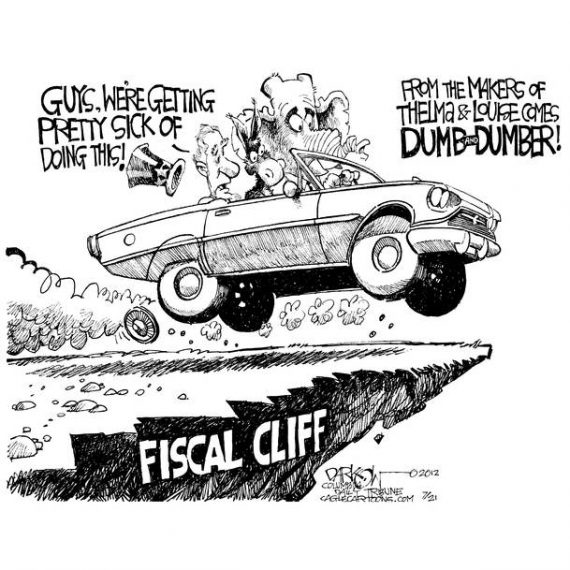 Fiscal Cliff Cartoon: Thelma & Louise Dumber and Dumber Cagle