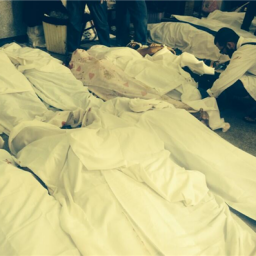 18 bodies in the past 30 minutes in the #MartyrRoom in the #Rabaa makeshift hospital! Not including other hospitals