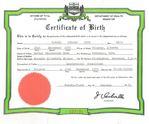 Cruz Birth Certificate