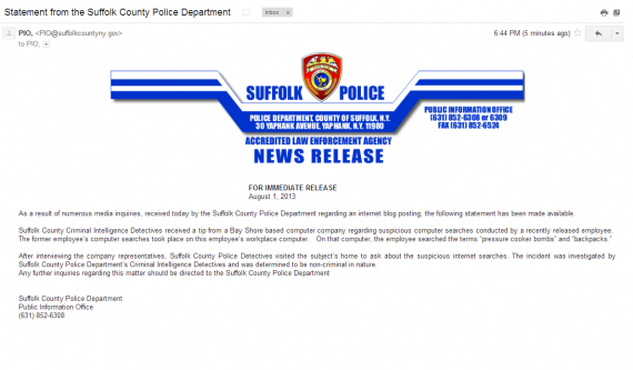 Suffolk PIO Statement