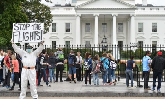 Ebola Travel Ban Protester