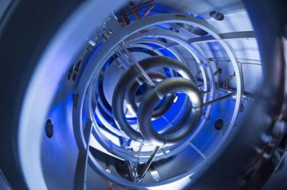 The magnetic coils inside the compact fusion (CF) experiment are critical to plasma containment, as pictured in this undated handout photo
