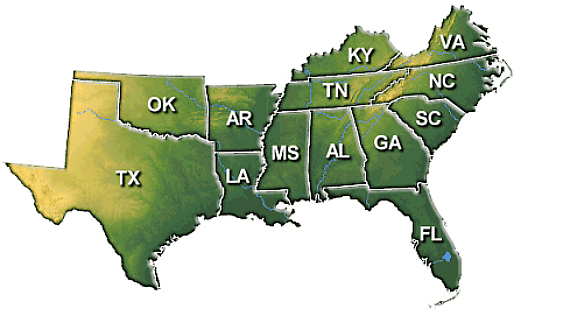 Southern US Map