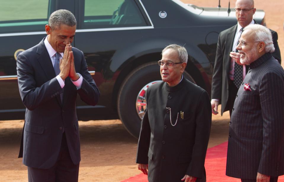 Barack Obama, Pranab Mukherjee, Narendra Modi