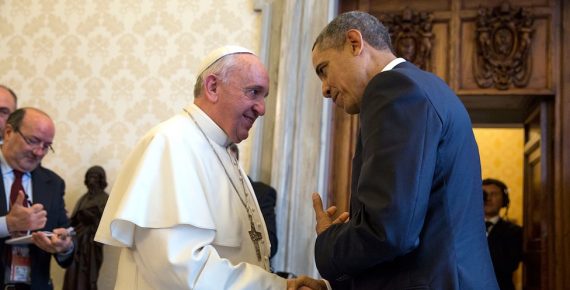 President Barack Obama bids farewell to Pope Francis following a private audience at the Vatican, March 27, 2014. (Official White House Photo by Pete Souza) This official White House photograph is being made available only for publication by news organizations and/or for personal use printing by the subject(s) of the photograph. The photograph may not be manipulated in any way and may not be used in commercial or political materials, advertisements, emails, products, promotions that in any way suggests approval or endorsement of the President, the First Family, or the White House.