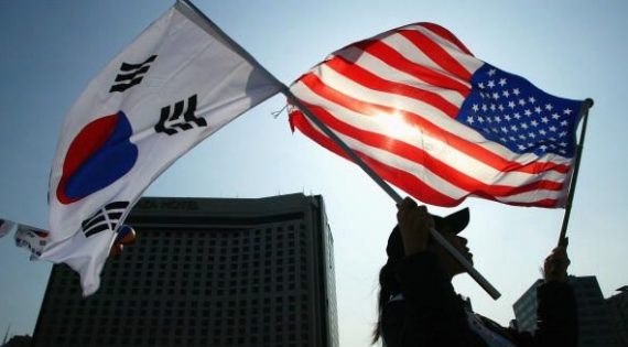 South Korean U.S. Flags