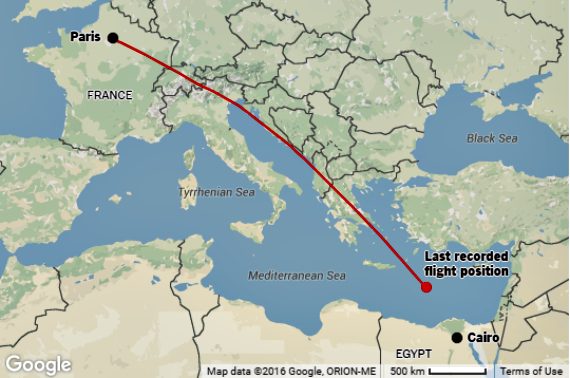 EgyptAir Flight 804 Map