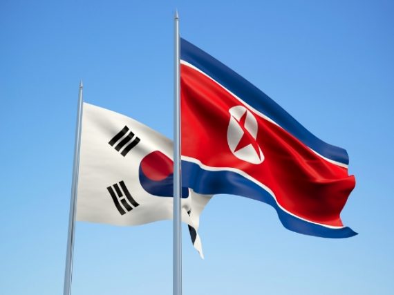 North And South Korean Flags
