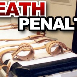 [Death penalty - image of a stretcher with shackles]