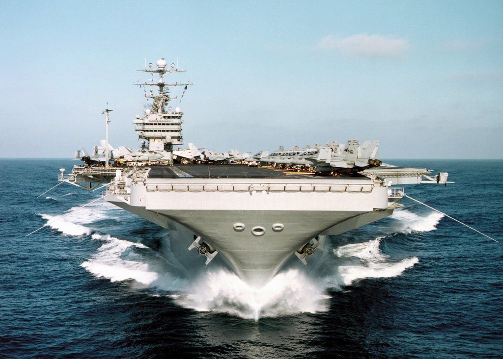 Navy aircraft carrier with jets