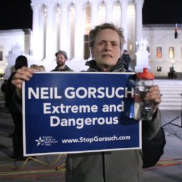 People For The American Way STOP GORSUCH FOR SUPREME COURT JUSTICE RALLY in front of the United States Supreme Court on First Street, NE, Washington DC on Tuesday night, 31 January 2017 by Elvert Barnes Protest Photography