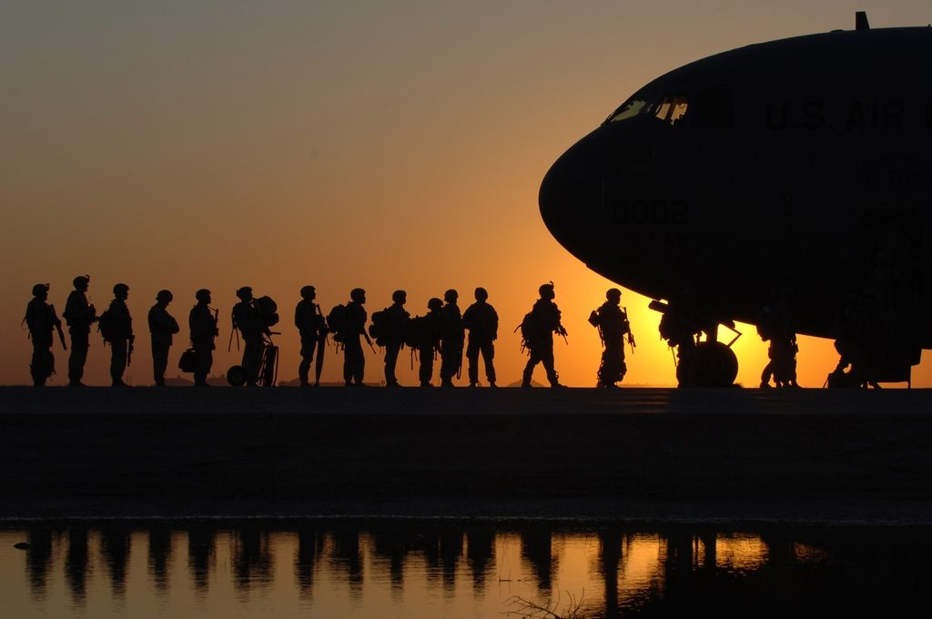 high-resolution photo of silhouette, sky, sunrise, sunset, morning, dawn, airplane, plane, aircraft, military, dusk, transport, waiting, evening, reflection, army, vehicle, aviation, flight, men, cargo, soldiers, cargo plane, us army