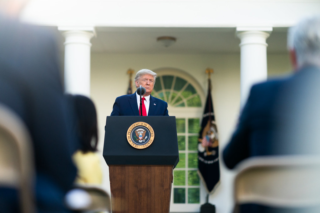 President Donald J. Trump delivers remarks during a coronavirus (COVID-19) update briefing Monday, March 30, 2020, in the Rose Garden at the White House. (Official White House Photo by D. Myles Cullen)