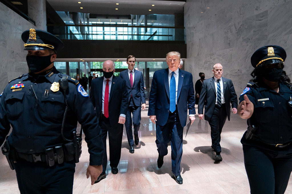 President Trump Arrives on Capitol Hill President Donald J. Trump arrives on Capitol Hill to attend a Senate Republican policy luncheon Tuesday, May 19, 2020, in Washington, D.C. (Official White House Photo by Tia Dufour)