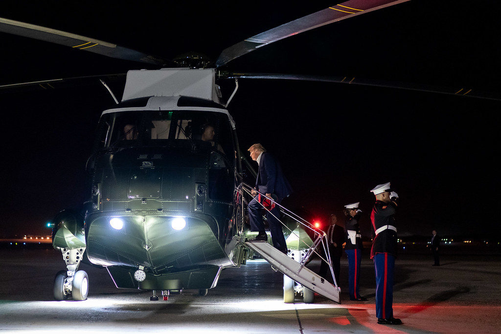 President Donald J. Trump boards Marine One at Joint Base Andrews, Md., just after midnight Sunday, June 21, 2020, for his flight back to the White House following his trip to Tulsa, Okla.
