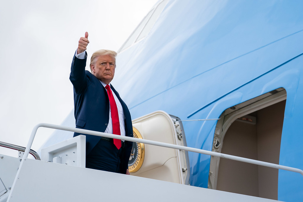 President Donald J. Trump boards Air Force One at Joint Base Andrews, Md. Friday, July 10, 2020, en route to Miami International Airport in Miami