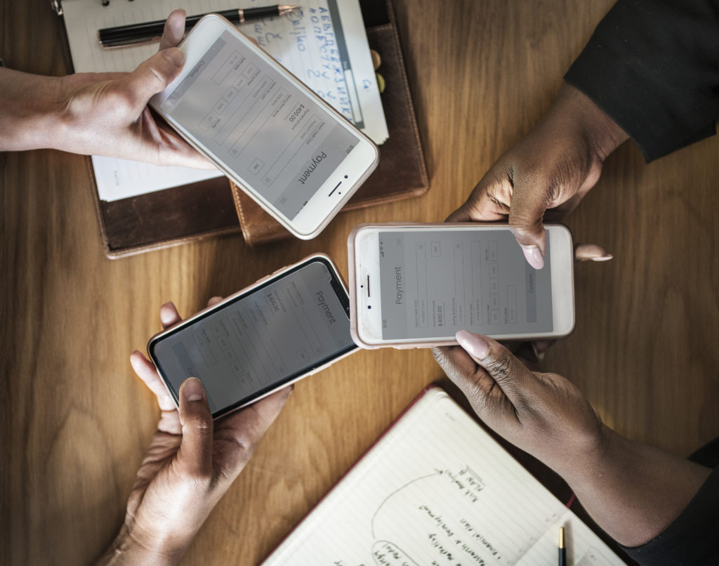 Business people using their phones