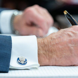 President Joe Biden takes notes doing a G7 Leaders’ Virtual Meeting Friday, Feb. 19, 2021, in the White House Situation Room.