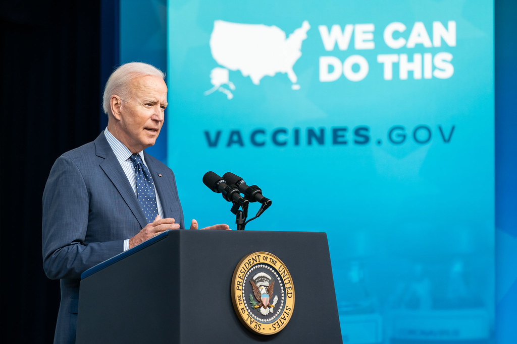 President Joe Biden, joined by Vice President Kamala Harris, delivers remarks on the COVID-19 National Month of Action on Wednesday, June 2, 2021, in the South Court Auditorium in the Eisenhower Executive Office Building at the White House. (Official White House Photo by Adam Schultz)