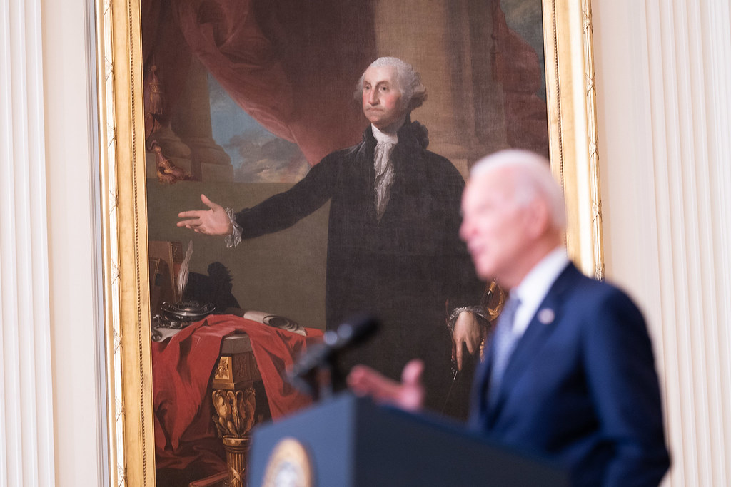 President Joe Biden delivers remarks on the passing of the bipartisan Infrastructure Investment and Jobs Act, Tuesday, August 10, 2021, in the East Room of the White House. (Official White House Photo by Adam Schultz)