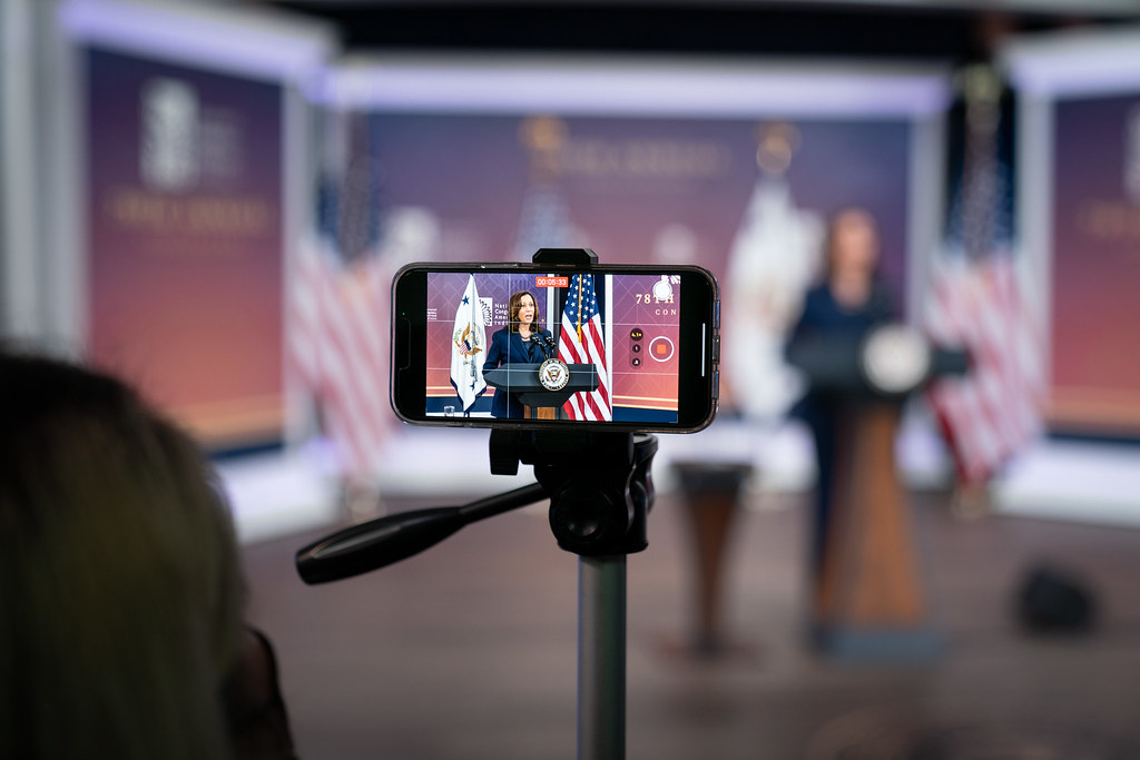 Vice President Kamala Harris delivers remarks to the National Congress of American Indians Annual Conference, Tuesday, October 12, 2021 in the South Court Auditorium of the Eisenhower Executive Office Building at the White House. (Official White House Photo by Lawrence Jackson)