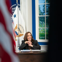 Vice President Kamala Harris participates in a Build Back Better virtual event with mayors from across the country Thursday, October 28, 2021, in the South Court Auditorium in the Eisenhower Executive Office Building at the White House. (Official White House Photo by Lawrence Jackson)