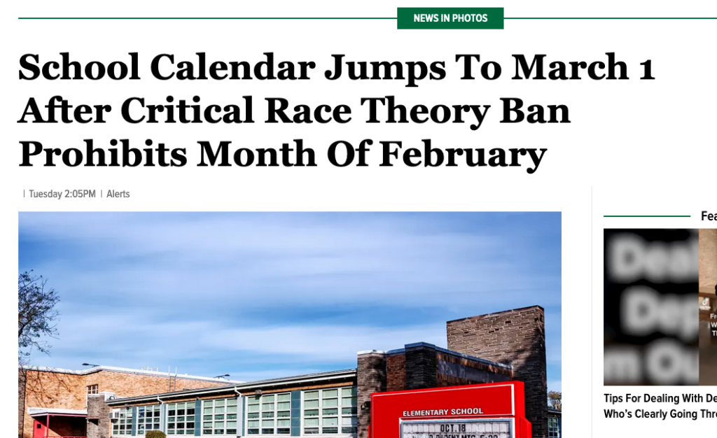 School Calendar Jumps To March 1 After Critical Race Theory Ban Prohibits Month Of February