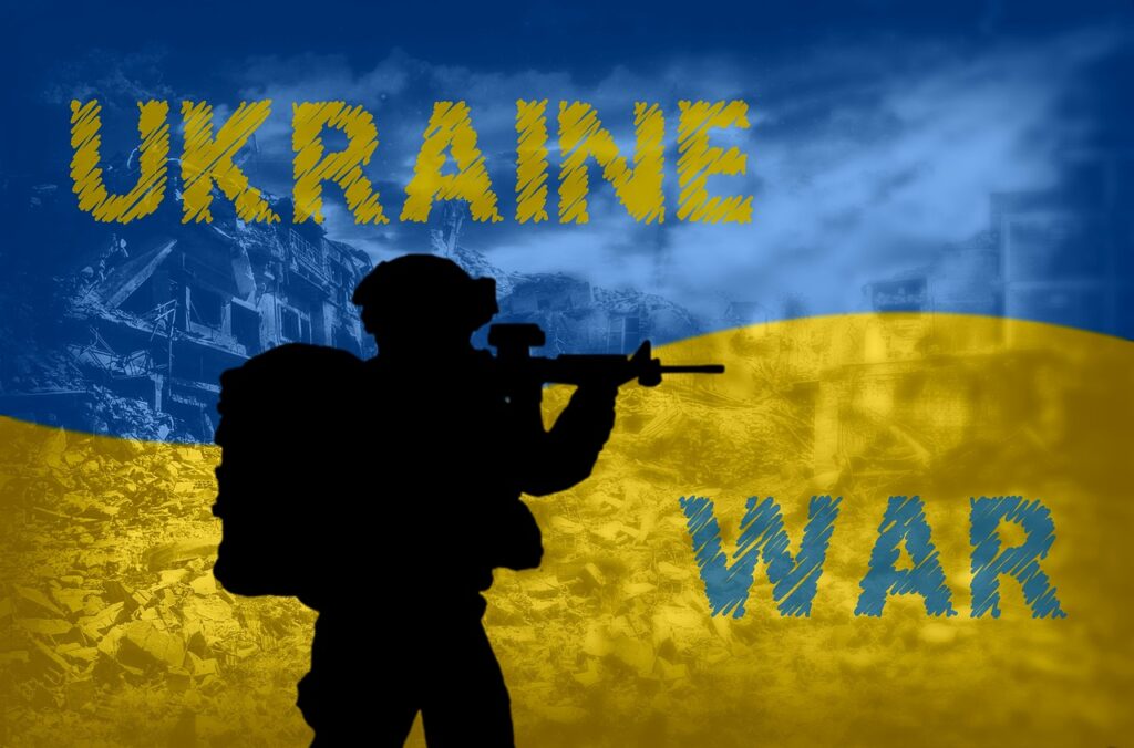 Flag Ukraine Silhouette Ruins Soldier War
