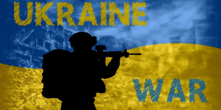 Flag Ukraine Silhouette Ruins Soldier War