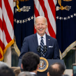 President Joe Biden delivers remarks at a Cinco De Mayo reception Thursday, May 5, 2022, in the Rose Garden of the White House. (Official White House Photo by Cameron Smith)