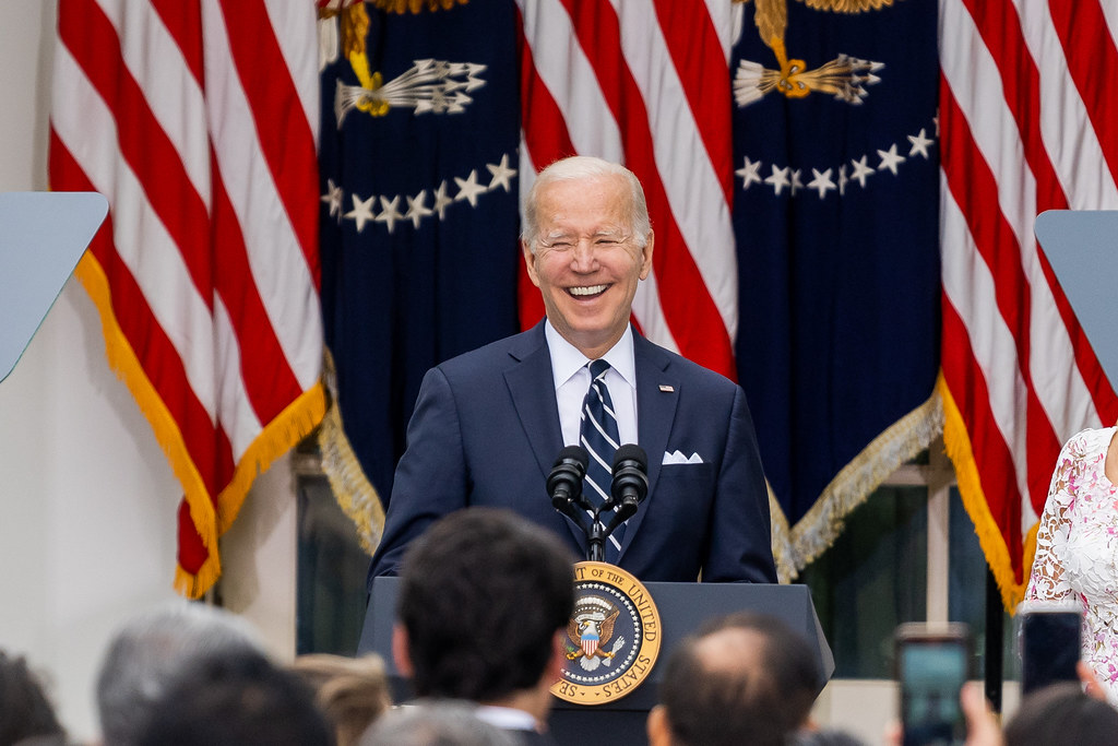 President Joe Biden delivers remarks at a Cinco De Mayo reception Thursday, May 5, 2022, in the Rose Garden of the White House. (Official White House Photo by Cameron Smith)