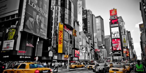 The free high-resolution photo of pedestrian, road, traffic, street, city, new york, cityscape, downtown, taxi, transport, red, nyc, usa, yellow, lane, yellow cab, art, infrastructure, metropolis, urban area , taken with an unknown camera 03/26 2017