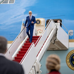 President Joe Biden disembarks Air Force One, Tuesday, March 28, 2023, at Raleigh-Durham International Airport in Morrisville, North Carolina.