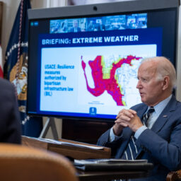 President Joe Biden meets with leaders of his federal emergency preparedness and response team, cabinet and staff members for a briefing on hurricane, wildfire and extreme weather preparedness, Wednesday, May 31, 2023, in the Roosevelt Room of the White House.