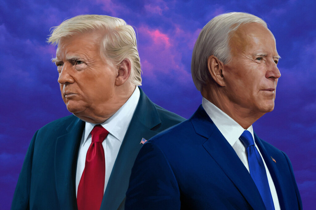 Donald Trump and Joe Biden portrait style