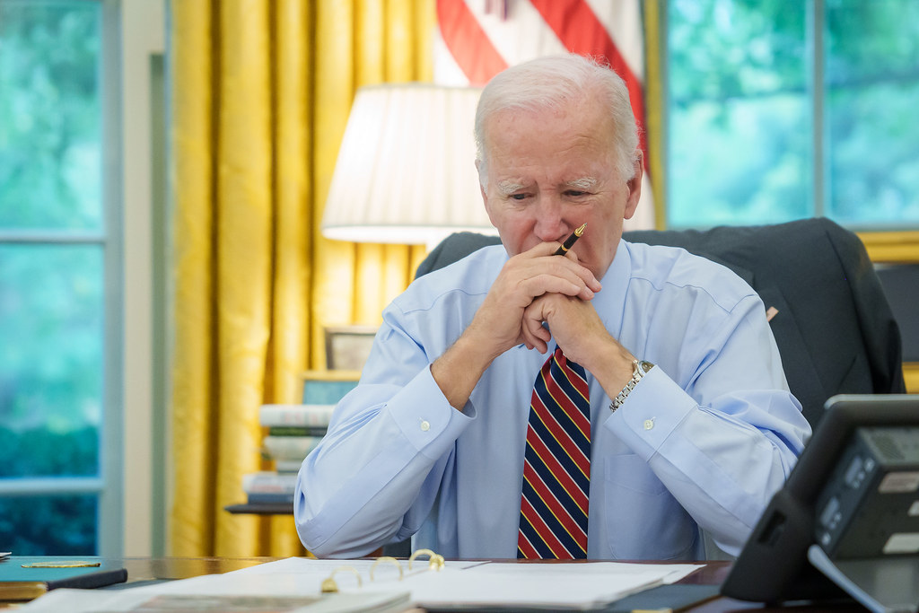 President Joe Biden in the Oval Office of the White House, Monday, October 9, 2023.